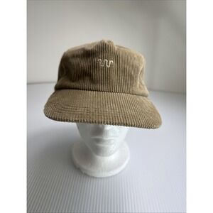 Rare King Ranch Corduroy Tan Rope Hat Leather Strapback Classic Logo Embroidered